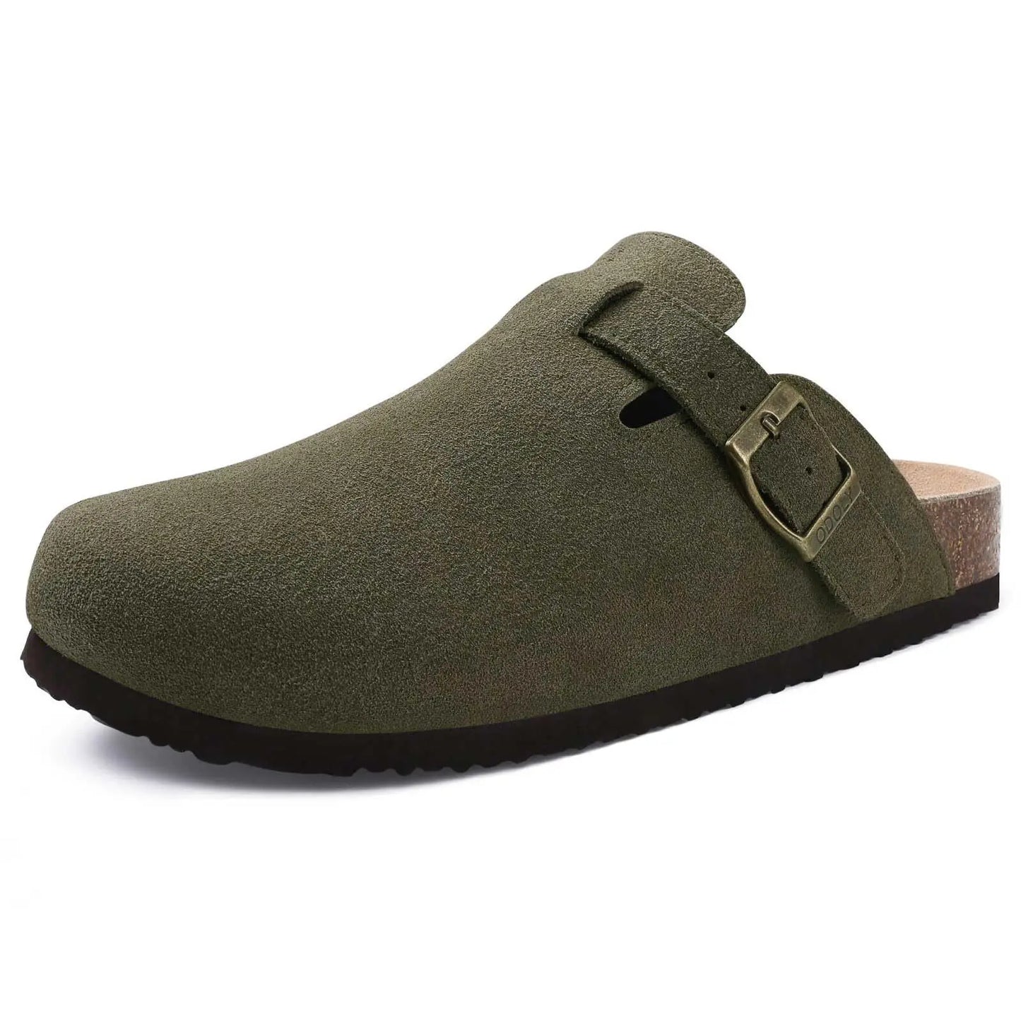 Kidmi Women Cork Suede Mules Slippers Outdoor Antiskid Beach Slippers Classic Cork Footbed Women Sandals With Adjustable Buckle