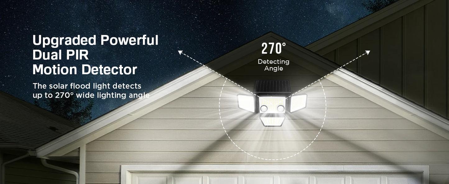 Solar Outdoor Lights - 3000LM 188 LED Motion Sensor Lights Solar Flood Security Lights for Backyard Yard Patio