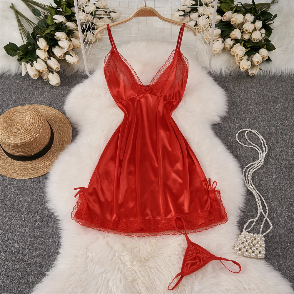 Japanese Sexy Print Kimono Slim Fit V-Neck Nightgown Loose Petal Sleeves Women's Erotic Lingerie Mini Irregular Patchwork Dress