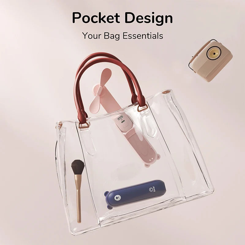 JISULIFE 3 in 1 Pocket Mini Handheld Fan,USB 4500mAh Rechargeable Portable Fan with Power Bank&Flashlight,Travel,Camping,Outdoor