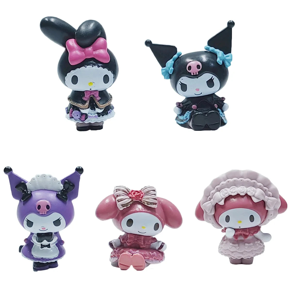 5Pcs Set Anime Figure Doll 3-4cm Kawaii Kuromi Melody Model Accessories Children's Toys Gift Action Figures Hobbies Gifts