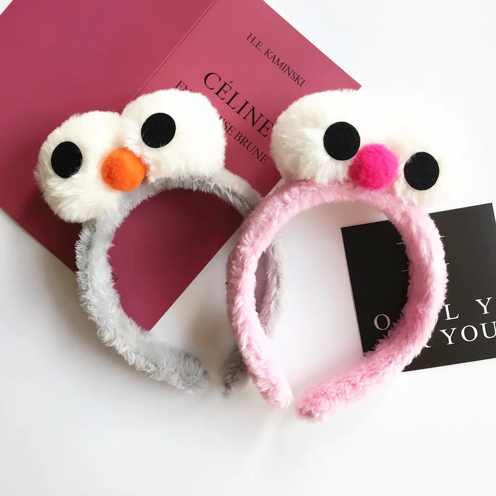 Cartoon Cute Headband New Plush Big Eyes Headband Women's Face Wash Headband Children's Headwear