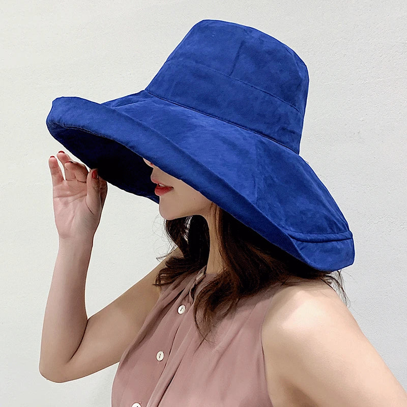 2024 Women's Hat Bucket hat Panamanian Women Four Seasons Fisherman Hat Big Brim Hat Double-Sided Fisherman Hat Sun Visor Cap