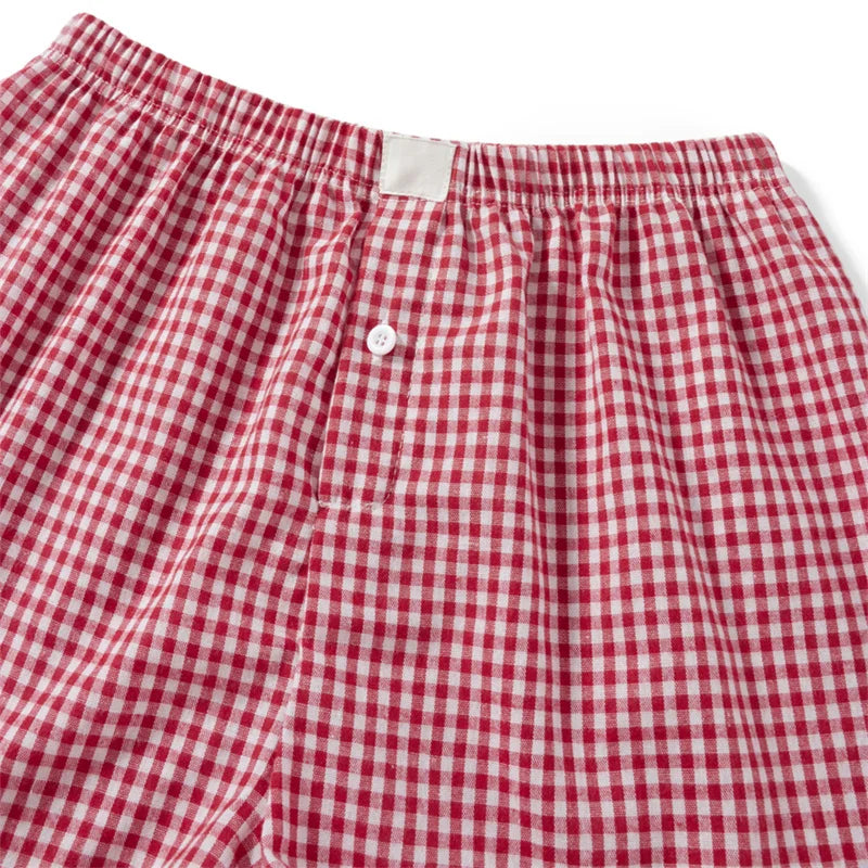Women's Y2k Pajamas Shorts Cute Plaid Pj Short Pants Flannel Lounge Sleep Shorts Bottoms Elastic Waist Baggy Boxers Tracksuit