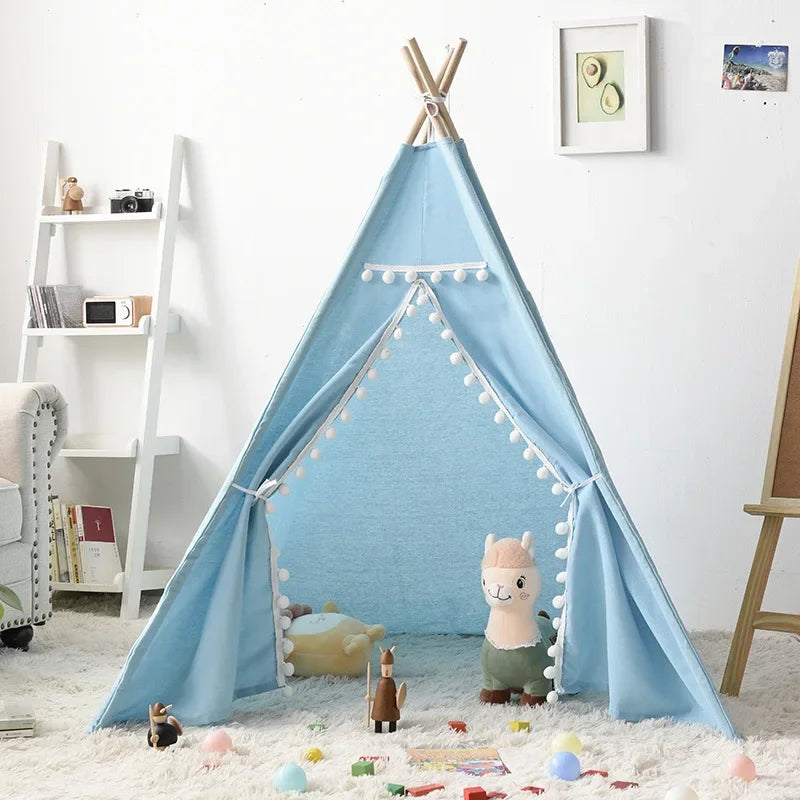 Portable Children Tents Tipi Play House Kids Cotton Canvas Indian Play Tent Wigwam Child Little Beach Teepee Party Room Decor