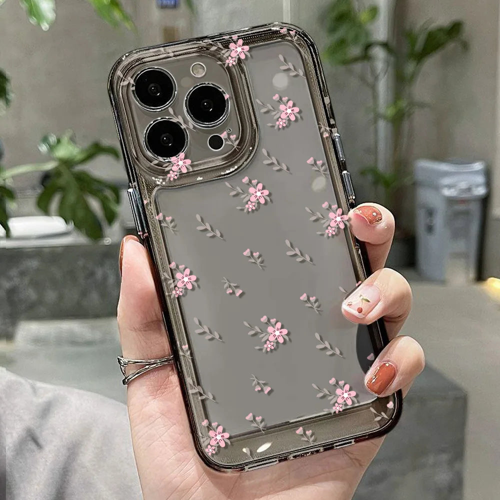 Transparent Flower Phone Case For iPhone 11 Case for iPhone 13 12 14 16 15 Pro Max XR XS X 7 8 SE Aesthetic Floral Cover Funda