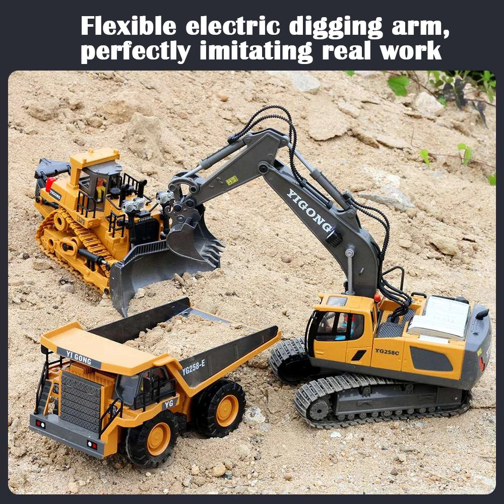 RC Excavator 1:20 Remote Control Truck 2.4G RC Crawler Engineering Vehicle Truck Radio Control Children\'s Day Back to School
