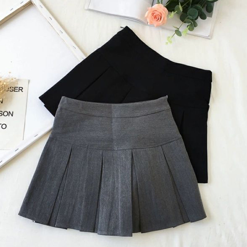 Fashion A Line Women Pleated Skirt High Waist Zipper Grey Student Mini Skirt JK Summer New 2023 Black Ladies Suit Skirt