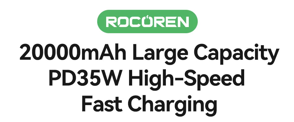 Rocoren 22.5W 20000mAh Power Bank QC PD 3.0 35W Fast Charge PowerBank Portable 10000mAh External Battery For iPhone 16 Xiaomi