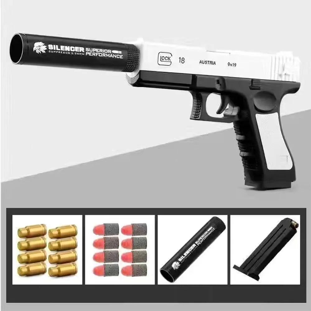 32 Shells And 100 Soft EVA Bullets For Toy gun Glock Colt 1911 Shooting Game For Kids Boys