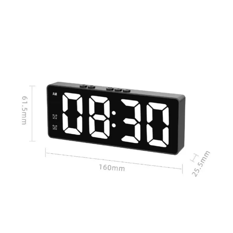 LED Alarm Clock Electronic Student Digital Clock Voice Control Dual Snooze 12/24H Dual Alarms Temperature Mute Table Clock