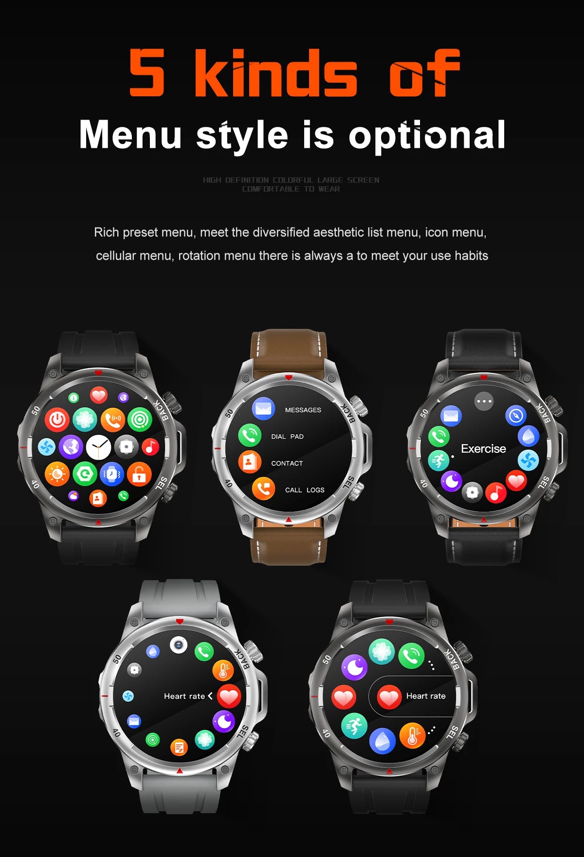 2024 New Bluetooth Calling Men's Smartwatch LED Outdoor Fitness Health Monitoring Smart Watch 360 * 360 HD Waterproof Smartwatch