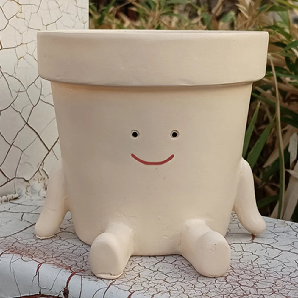 Flower Pot Wall Planter Pot Creative Swing Face Resin Cute Plant Succulent Pots Smiling Face Flower Container Garden Accessories