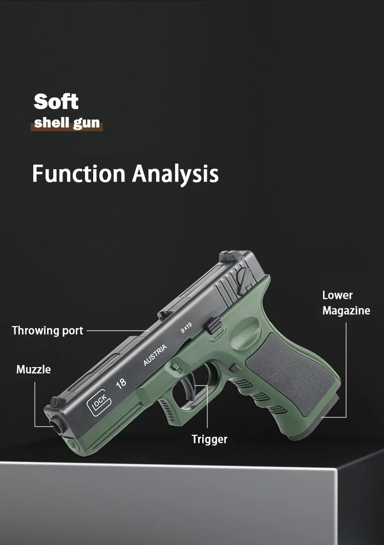Mechanical continuous firing empty warehouse hanging toy pistol, high-quality soft bullet Desert Eagle pistol