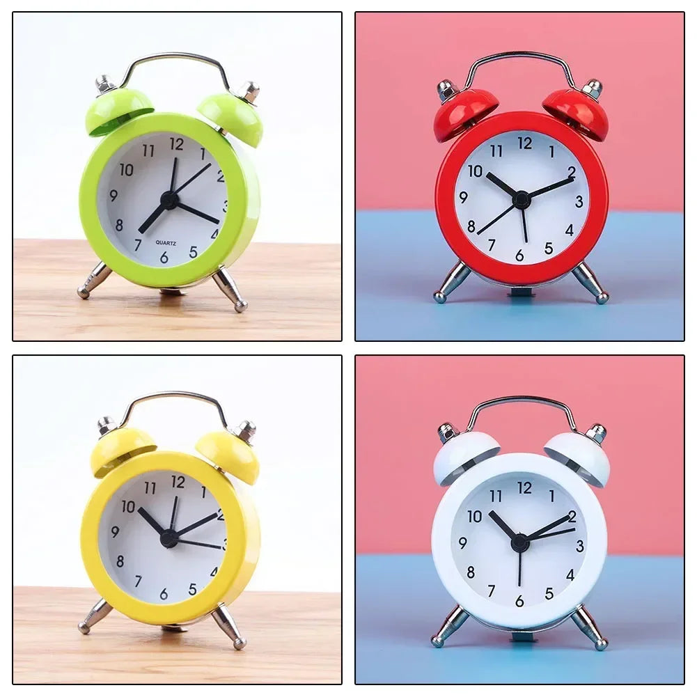 Classic Double Bell Alarm Clock Quartz Movement Bedside Nighttime Analog Clock 7*5*1.8cm Double-bell Alarm Clock