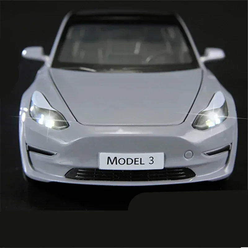 1:24 Tesla Model 3 Model Y Alloy Car Model Diecast Metal Toy Vehicles Car Model Simulation Sound and Light Collection Kids Gifts