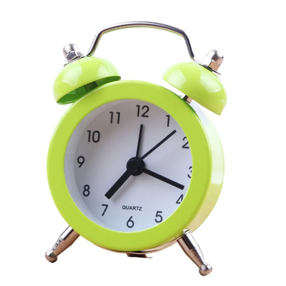 Classic Double Bell Alarm Clock Quartz Movement Bedside Nighttime Analog Clock 7*5*1.8cm Double-bell Alarm Clock