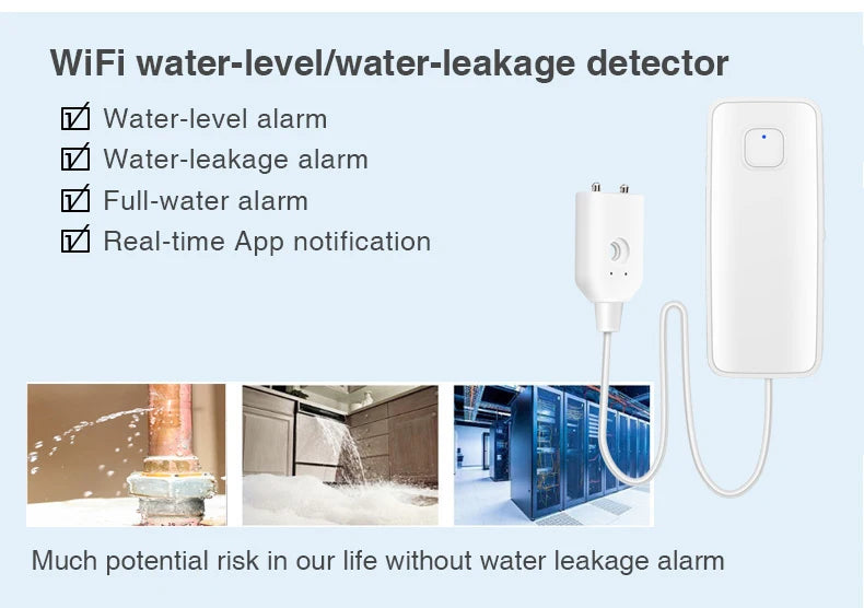 Tuya WiFi Water Leakage Sensor Flood Water Leakage Alarm Smart Home Automation Residential Security Protection Smart Life App