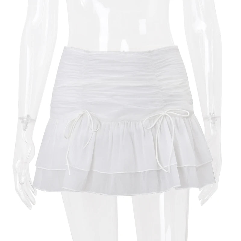 WhereMery Sexy Skirt Mesh Perspective Pleated Mini Skirt Waist Casual Mini Dresses Street Nightclub Summer Women's Short Skirt