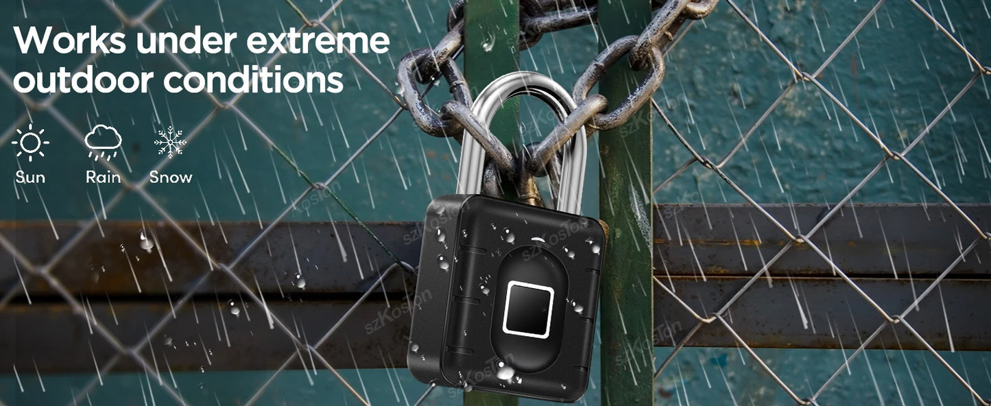 Smart Home Fingerprint Lock IP67 Waterproof Smart Lock Padlock Locker Anti-theft Security Protection Keyless Unlock for Luggage