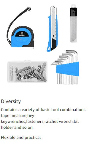 DEKO Drill Set: Tool Set with 8V Blue Cordless Drill, Home Tool Kit with Drill, Hand Tool Kits for Women 126 Piece