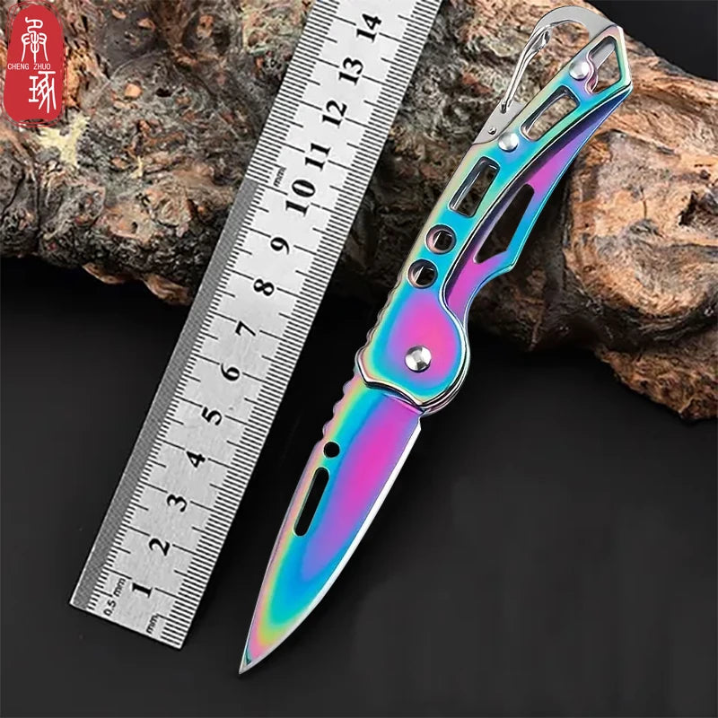 Folding Fruit Knife Stainless Steel Pocket Knife with Non-slip Handle Utility Knife Keychain Portable Knife Kitchen Accessories
