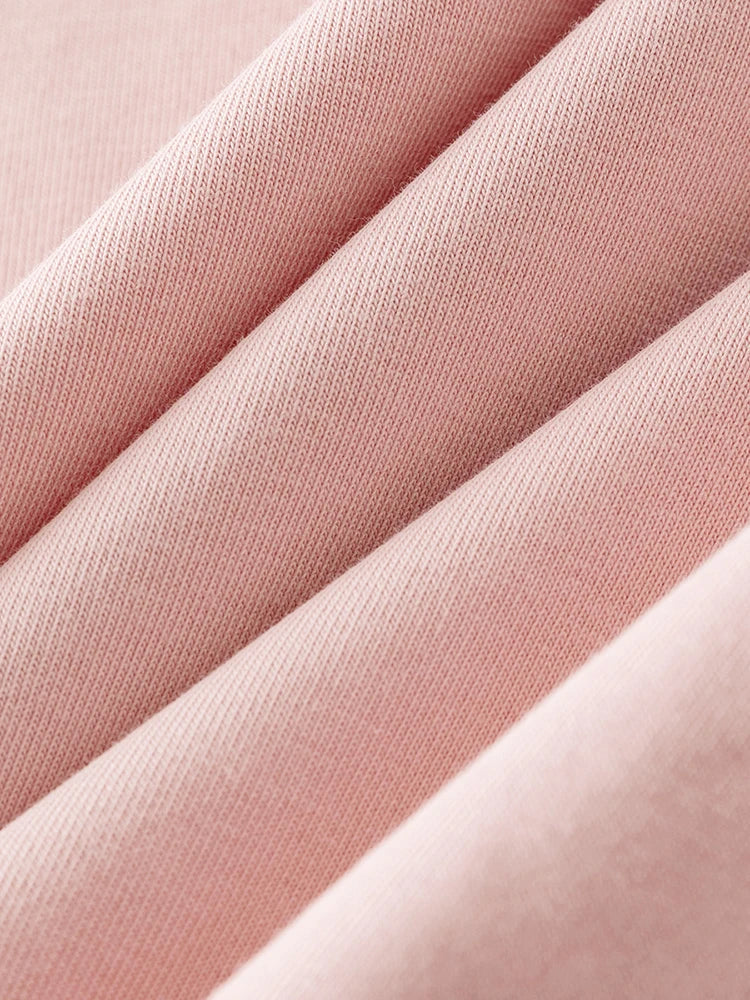 FSLE 69.8% Cotton Women Round Neck Front Shoulder Tees Letter Toothbrush Embroidered Ladies Pink T-shirts White Tops 24FS11355