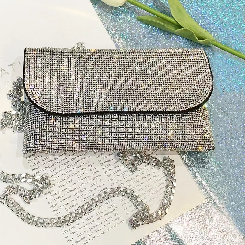 JIOMAY Mini Shoulder Bag for Women Designer Purses and Handbags Bling Rhinestone Clutch Bags Girls Chain Crossbody Bag Wholesale