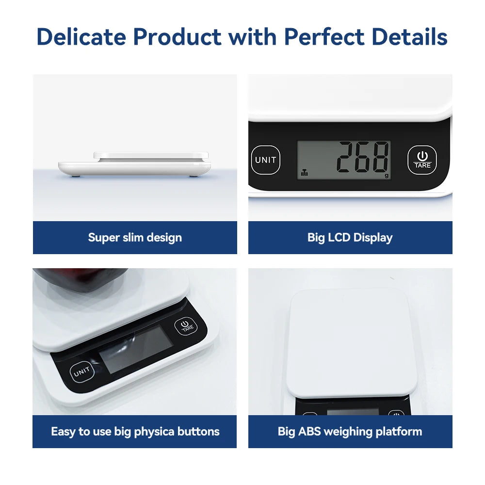 0-1kg/0.1g, 1-5kg/1g, Smart Kitchen Scales Nutrition Food Calorie Scale LCD Digital Kitchen Scale Cooking Baking Scale with App