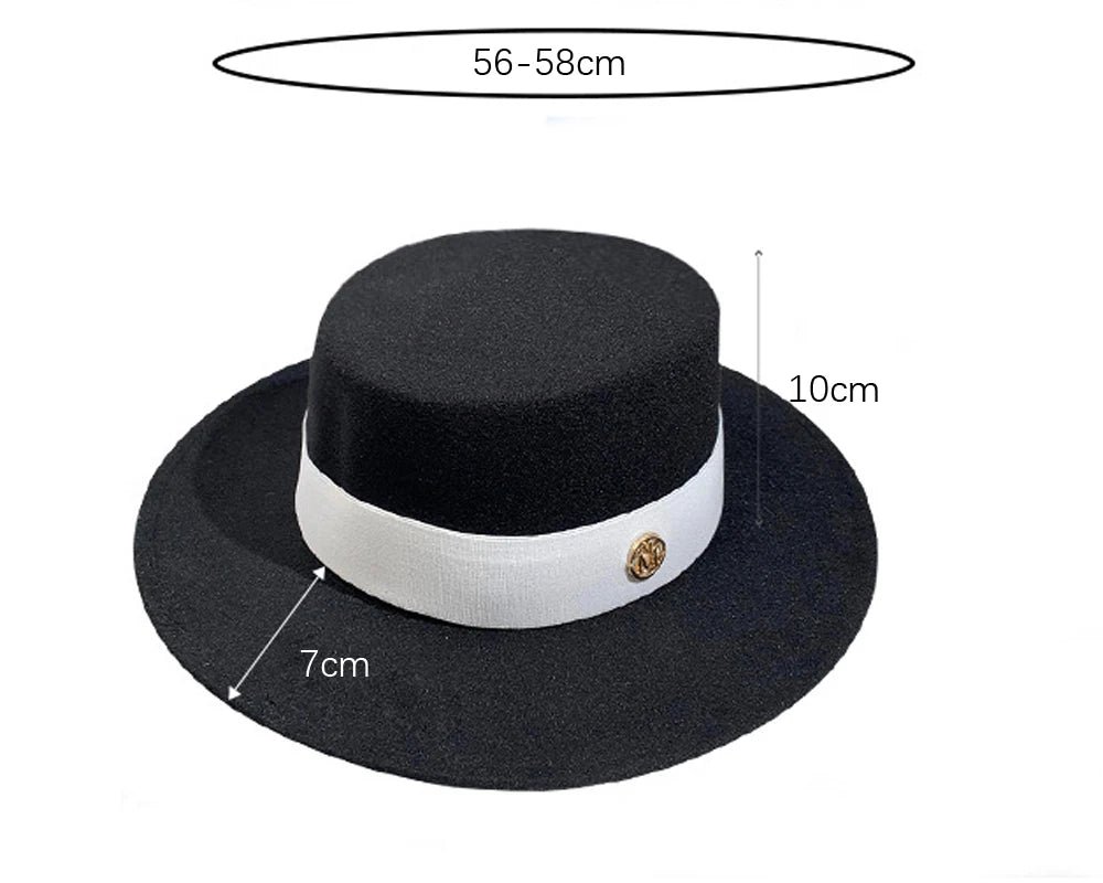 Fedora Hats for Women Flat Top Fashion Elegant Bowler Dress Caps Panama Church Wedding Ribbon Band Hat Men Felt Jazz Hat