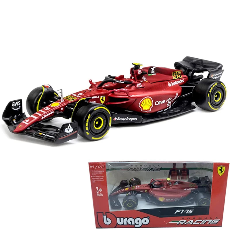 Bburago 1:43 F1 Model Car Mercedes Ferrari Redbull Racing SF23 AlpineA523 AlfaC43 Metal Diecast Verstappen Collectible Miniature
