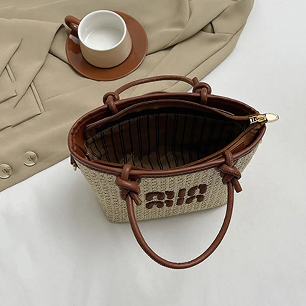 New Summer Beach Grass Woven Bag Women's Handbag Embroidered Thread Fashion Crossbody Bag Women's Unique Design Shoulder Bag