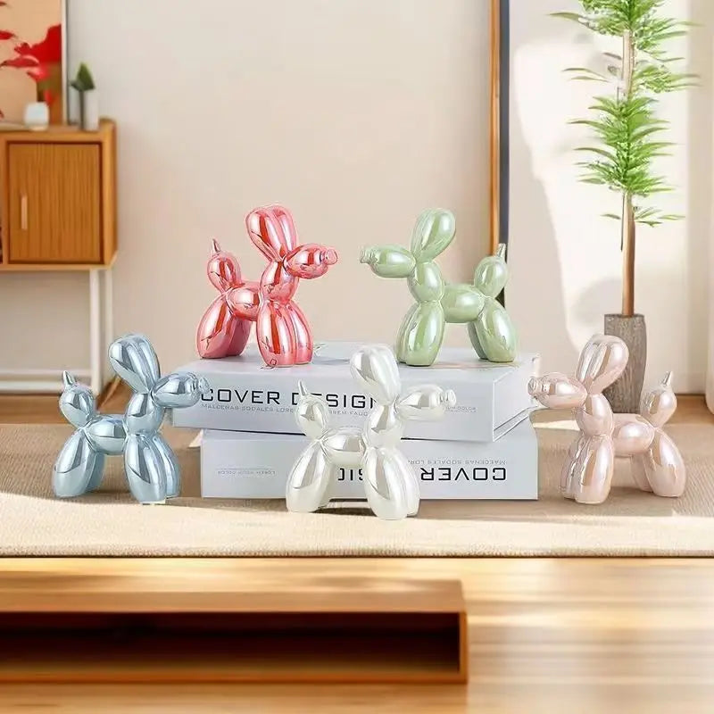 11cm Mini Ceramic Balloon Dog Abstract Ornament Creative Sculpture Study Room Statue Home Office Accessories Festival Decoration