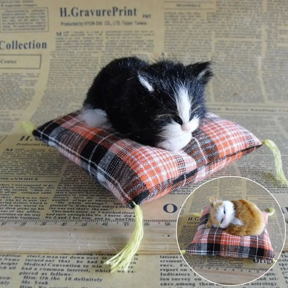 Artificial Mini Cats Ornaments Cute Cloth Pad Plush Fake Cats Lying Position Children Birthday Gift Creative Decoration