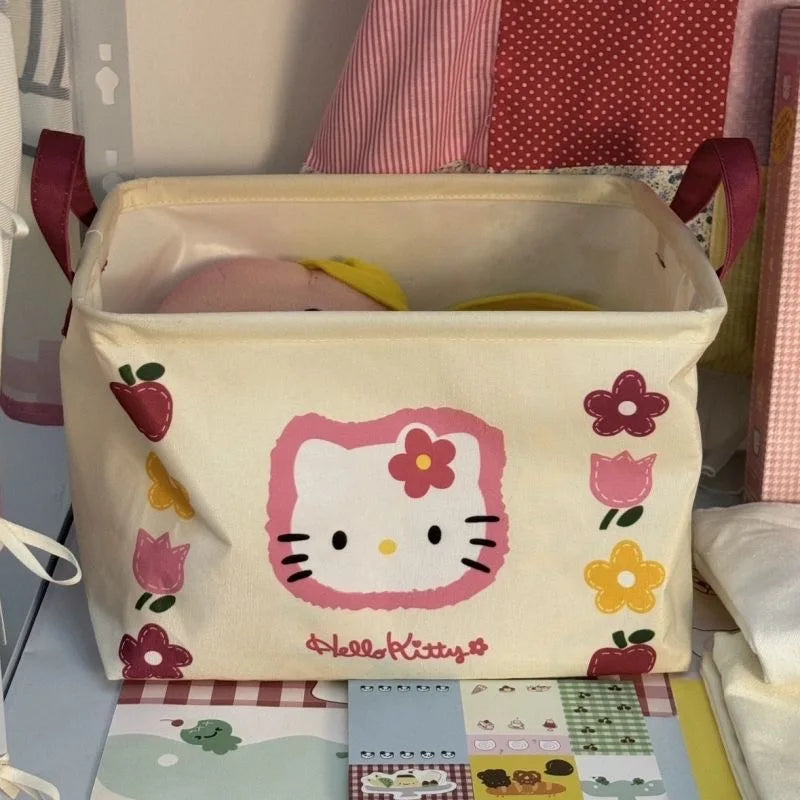 Kawaii New Hello Kitty Storage Basket Cute Harajuku Wardrobe Desktop Toys Cosmetics Storage Underwear Socks Storage Gifts