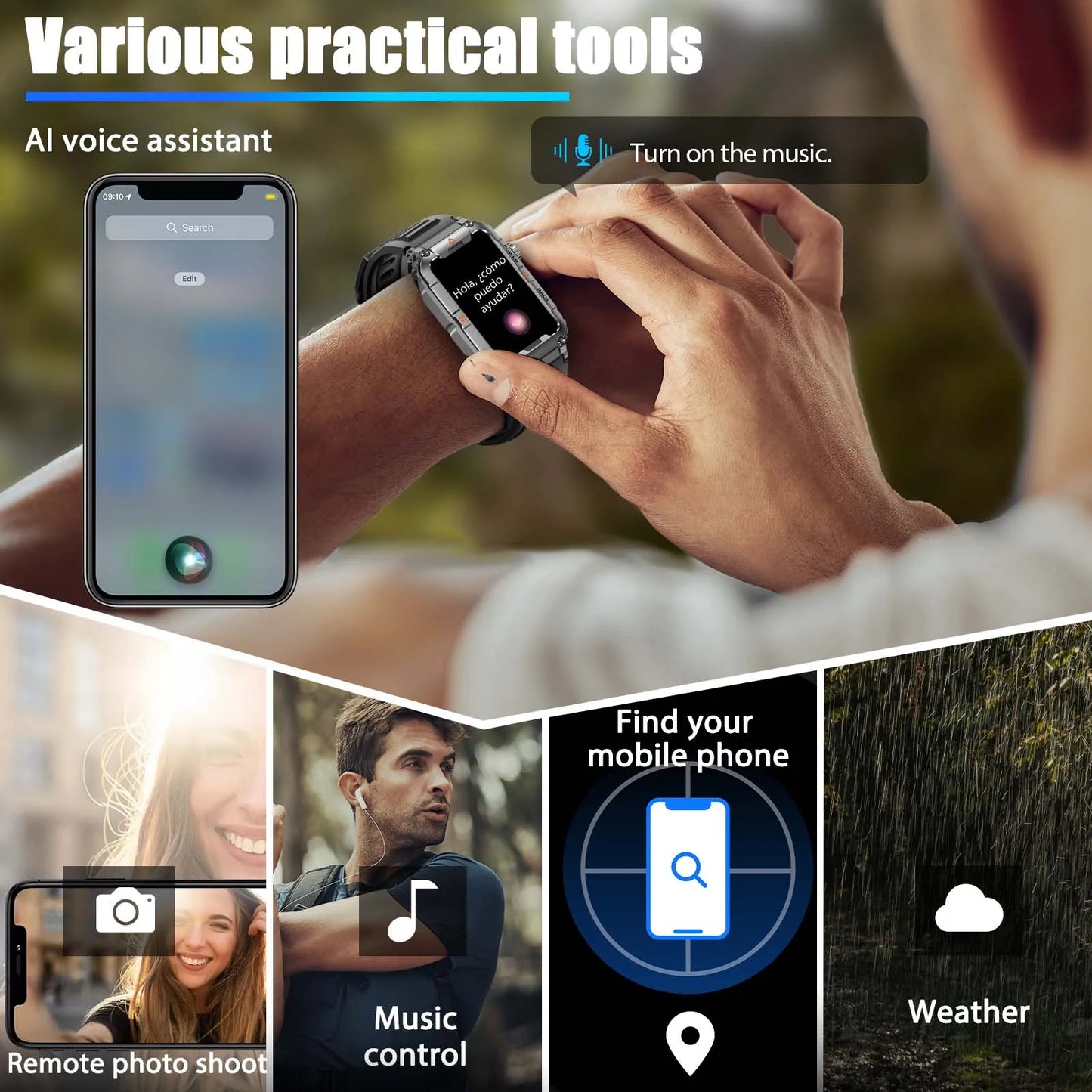 EIGIIS New Military Smart Watch 100+ Sports Modes Health Monitor Bluetooth Call IP67 Waterproof Men Women For IOS Android KR88