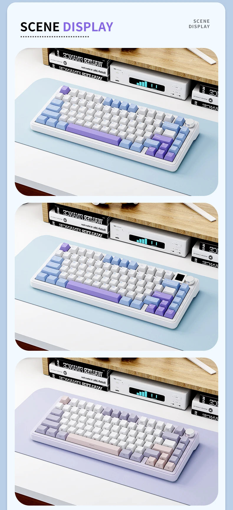 ATTACK SHARK X85 Bluetooth mechanical keyboard, 2.4G tri-mode, RGB Effects,TFT screen, metal knobs,full-key hot-swap, win&mac