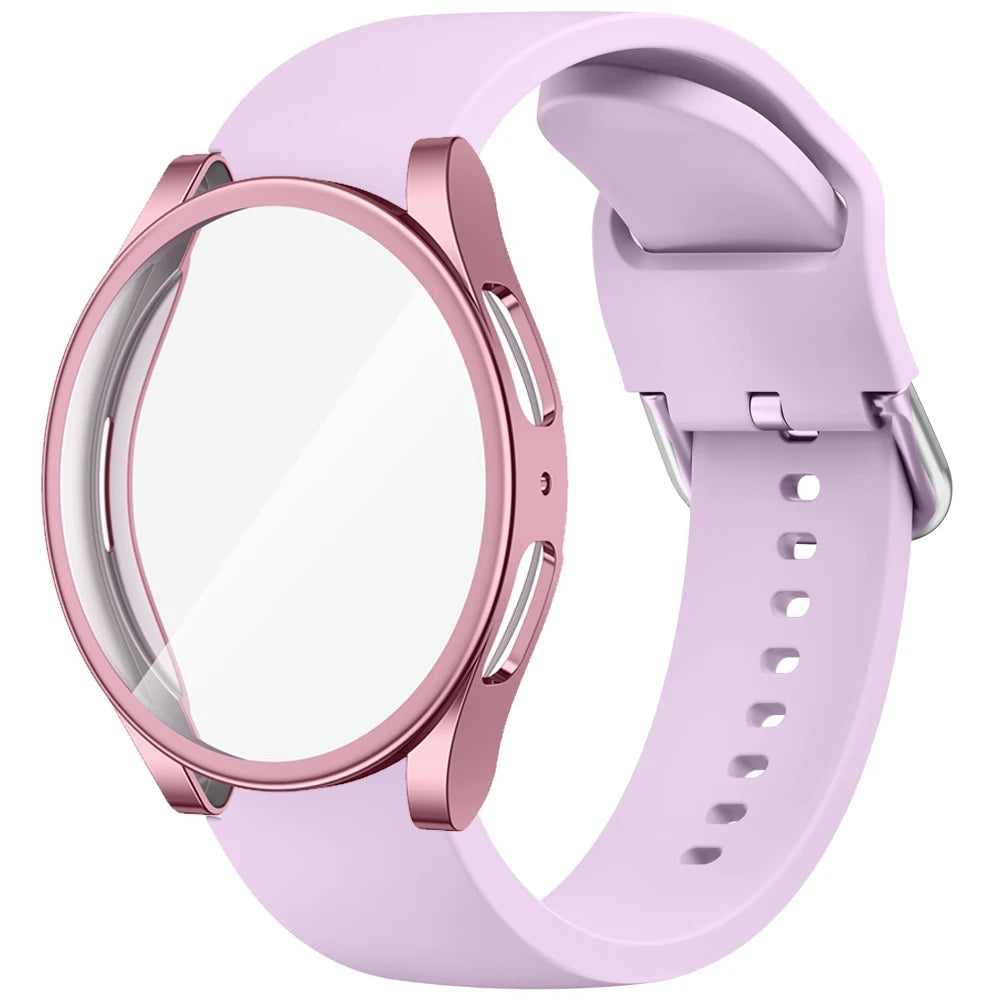 TPU Case+Silicone Strap For Samsung Galaxy Watch 4 5 6 7 40mm 44mm Band Screen Protective Cover Bumper For Galaxy Watch 4 5 6 7