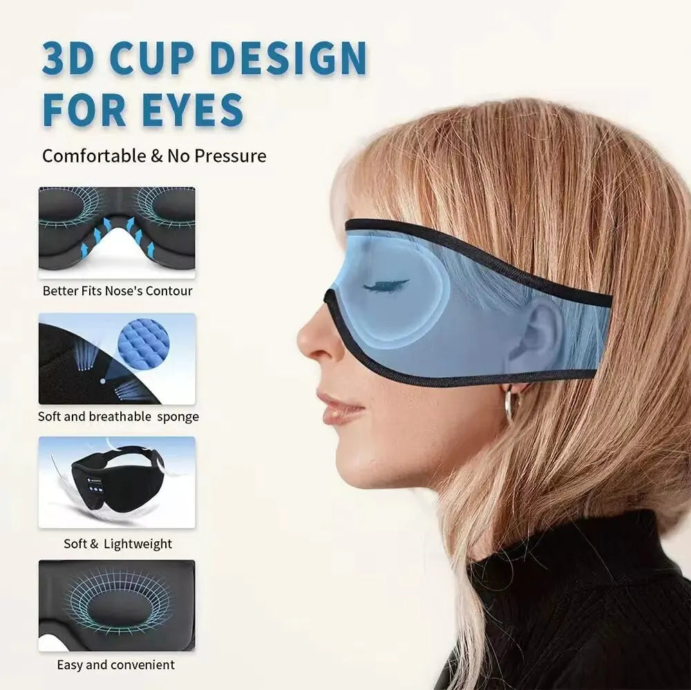 Sleep Headset 3D 5.0 Headset Wireless Talk Binaural Stereo Sleep Artifact Breathable Music Eye Mask Mask Light Gift