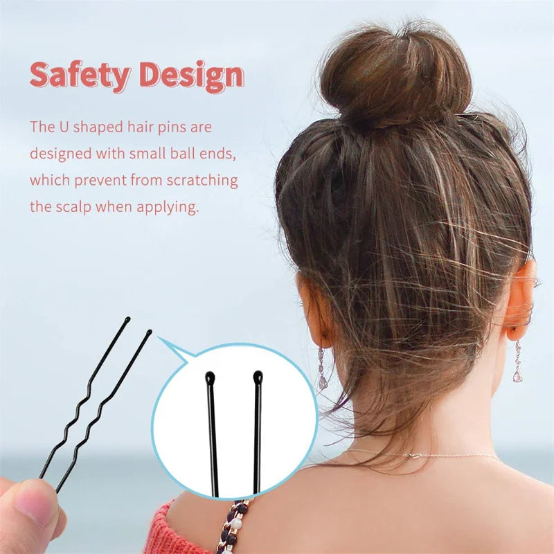 50pcs 6cm U Shaped Bun Hair Pin Hairpin Clip Gum Buckle Barrette Plier for Summer Women Bridal Accessories Headdress Decoration