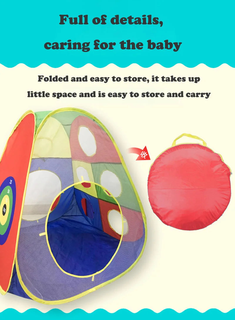 3-5 Pcs Portable Children's Camping Tent Kids Beach Tent Ocean Ball Pool Kids Tent Pop-up Tent Play House Baby Crawling Tunnel