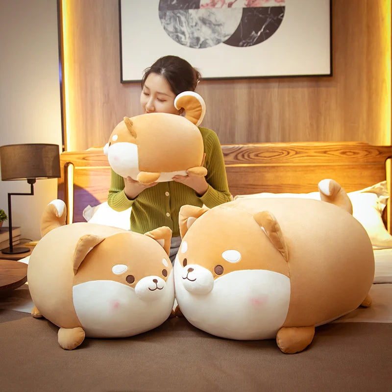 35-70cm Cute Fat Round Dog Plush Toy Kawaii Big Shiba Inu Pillow Soft Stuffed Animal Chai Doggy Cartoon Doll Girl Birthday Gifts