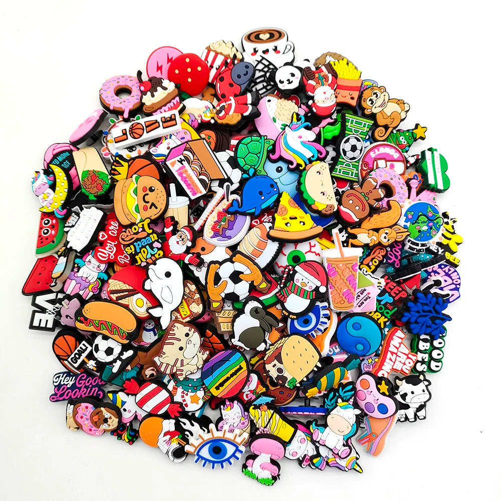 10-500PCS Shoe Charms for PVC Cute Cartoon animal Shoe Decoration Pins shoe Accessories Pack for Girl Boy gift
