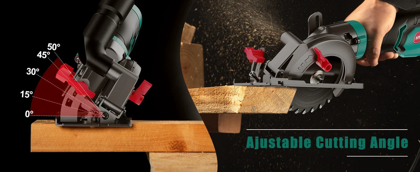 HYCHIKA 750W Mini Circular Saw 48mm Cutting Depth Dust Collection Function Electric Saw for Wood Metal Platisc Power Tools