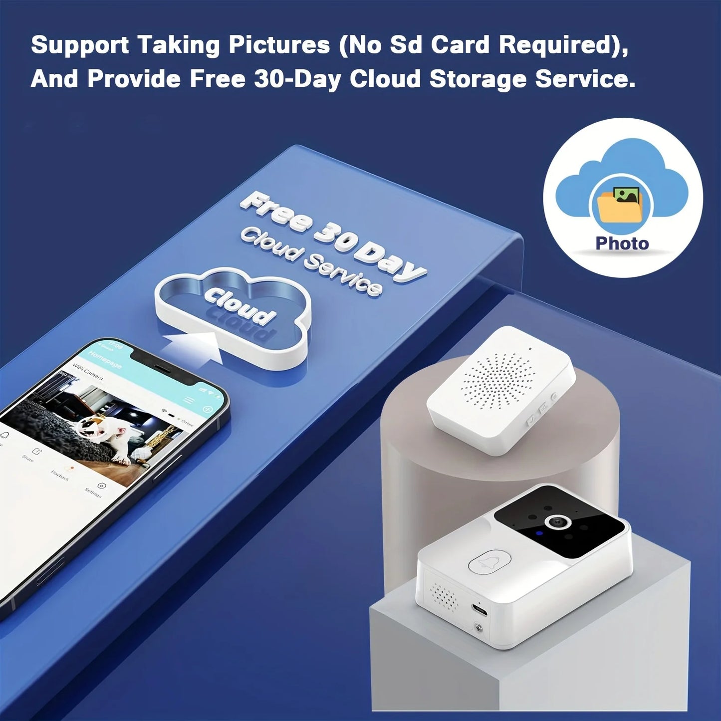 tuya Wireless smart video doorbell, 2.4G WiFi home security camera, 2-way audio, night vision, battery, secure home monitoring