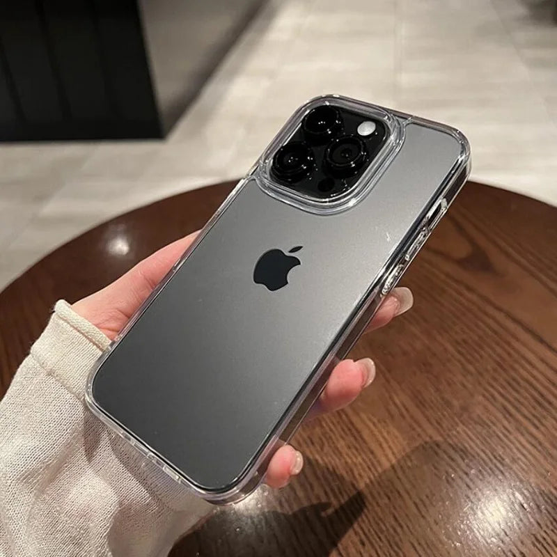 Transparent Shockproof Hard Acrylic Case For iPhone 15 14 13 12 Mini 11 Pro XS Max X XR 7 8 Plus SE 2 Soft Silicone Bumper Cover