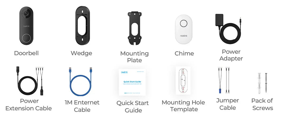 Reolink 2K+ WiFi Video Doorbell Smart Outdoor Home Video Intercom Human Detection Wired PoE Door Bell with Chime Support Alexa
