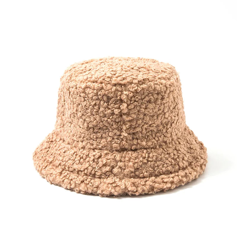 Lambswool Unisex Bucket Hats For Women Men Winter Outdoor Sun Visor Panama Fisherman Cap Letter Embroidered Wholesale Chapeau