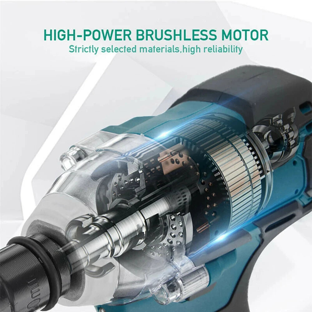 520Nm Brushless Electric Impact Wrench 18V Rechargeable Wrench Power Tool Compatible for Makita Battery 1/2 Inch Head Power Tool