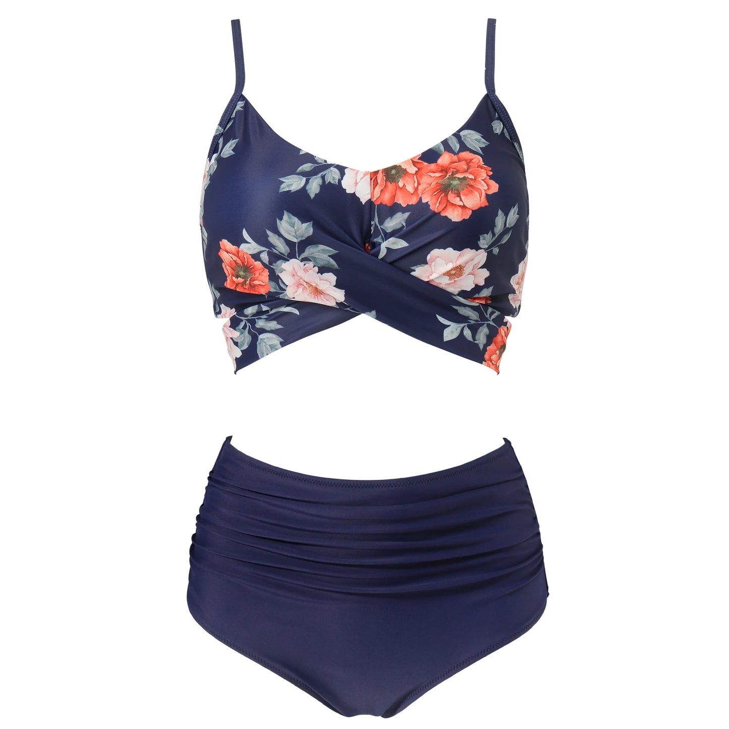 High Waist Sexy Bikini Set 2024 Biquini Swimwear Women Two Pieces Swimsuit Floral Beachwear V-Neck Bathing Suits Female